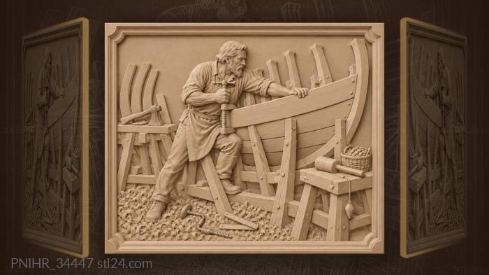 Finn clamps a steamed plank along the sheer line 3d STL model