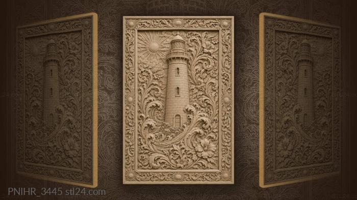 Lighthouse among waves and flowers 3d STL model