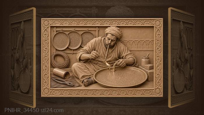 Moroccan smith solders a brass handle in place 3d STL model