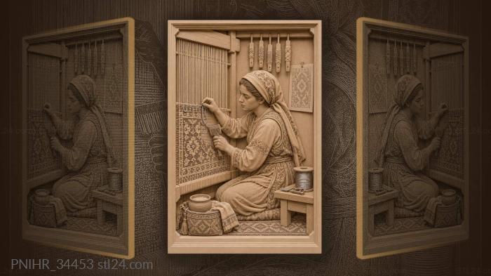 Weaver at intricate silver brocade 3d STL model