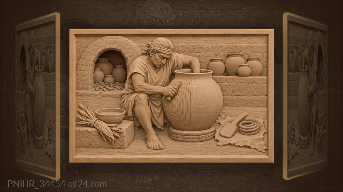 Mexican potter working at the wheel 3d STL model