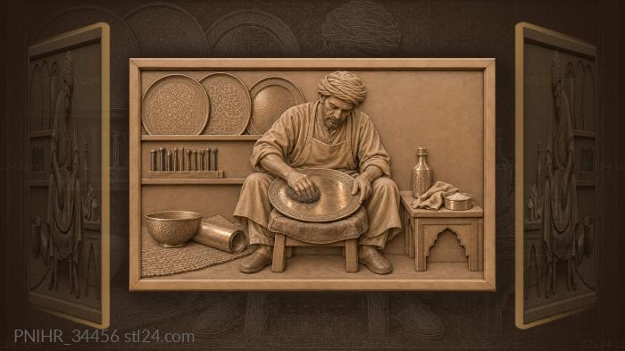 Polisher rubs a brass platter to a shine 3d STL model