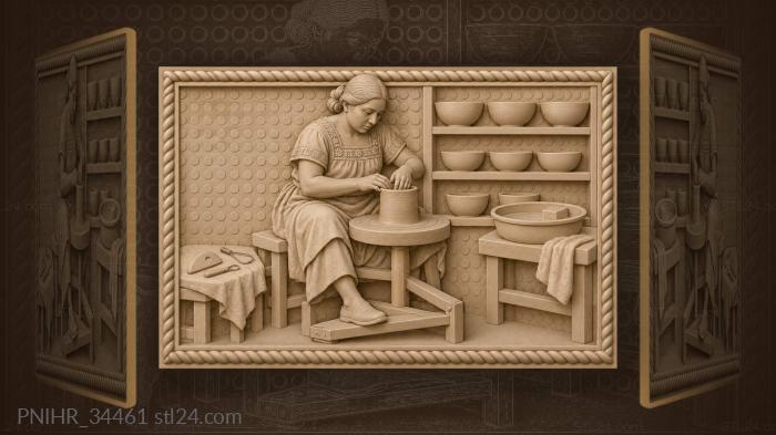 Potter at work creating ceramics 3d STL model