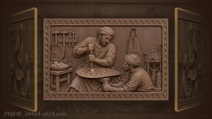 Chaser and assistant raise a boss from behind 3d STL model