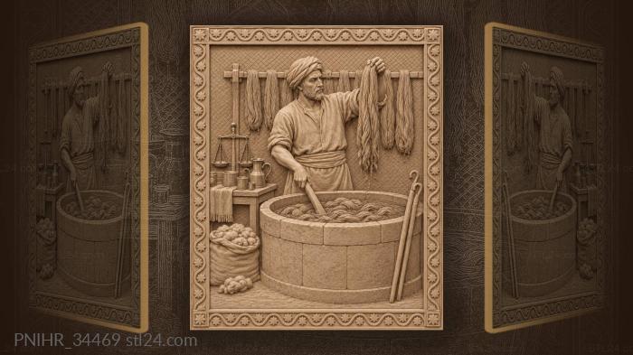 Turkish dyer stirring wool skeins 3d STL model