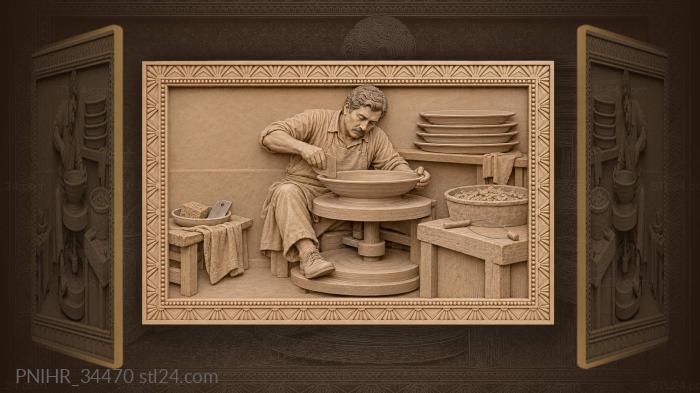 Maker flaring the rim of a large platter 3d STL model