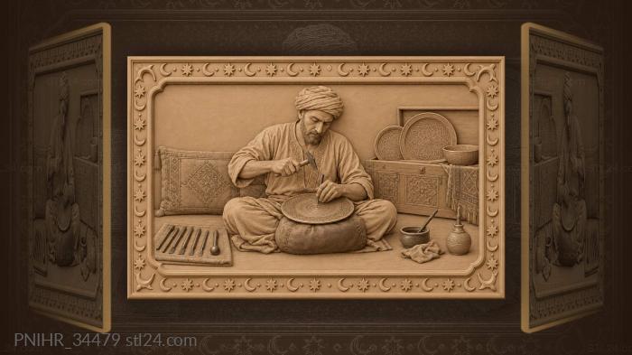 Moroccan engraver at work detail 3d STL model