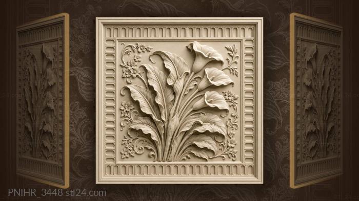 Tropical leaves and white blooms 3d STL model