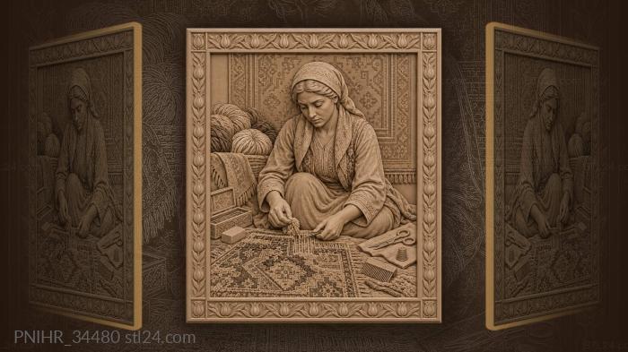 Carpet mender threads weft through worn hole 3d STL model