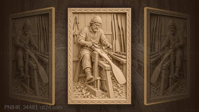 Finnish oarsman shaping sculling blade 3d STL model