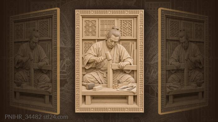 Japanese craftsman fitting dovetail joint 3d STL model