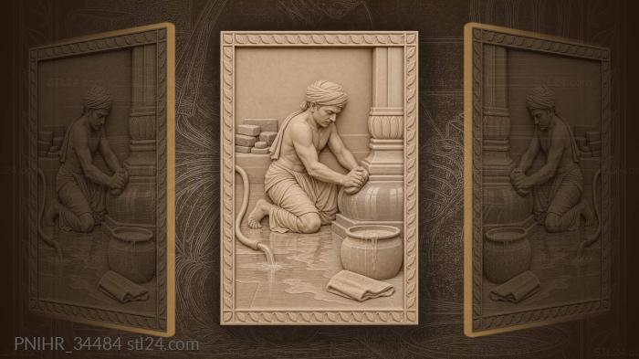 Indian stone polisher at work 3d STL model