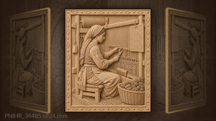 Turkish weaver at traditional loom 3d STL model