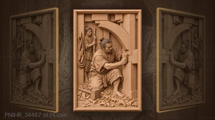 Carpenter fitting temple gate brace 3d STL model