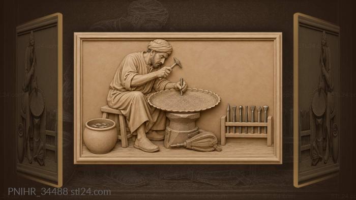 Moroccan craftsman at work bronze 3d STL model