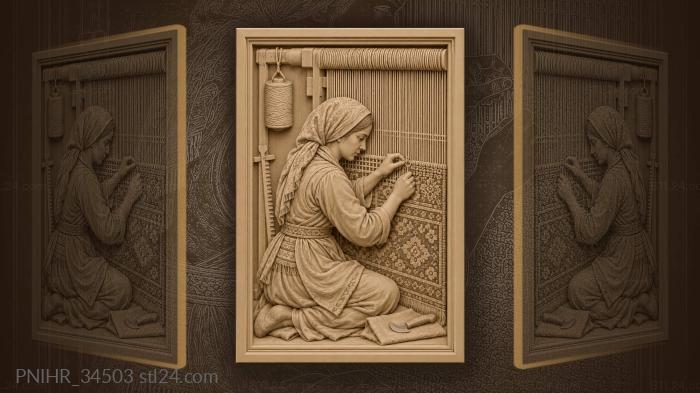 Weaver at traditional turkish loom 3d STL model