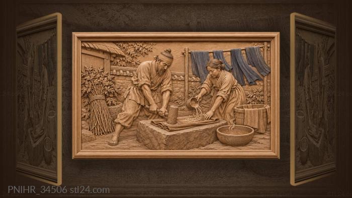 Korean dyer beating hemp cloth 3d STL model