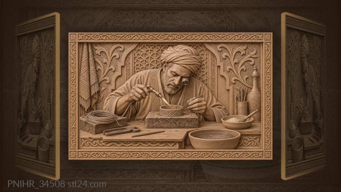 Silversmith solders fine wire onto bracelet 3d STL model
