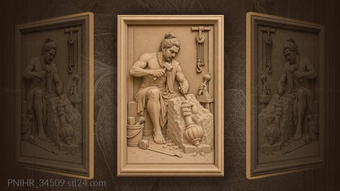 Sculptor at work with tools 3d STL model