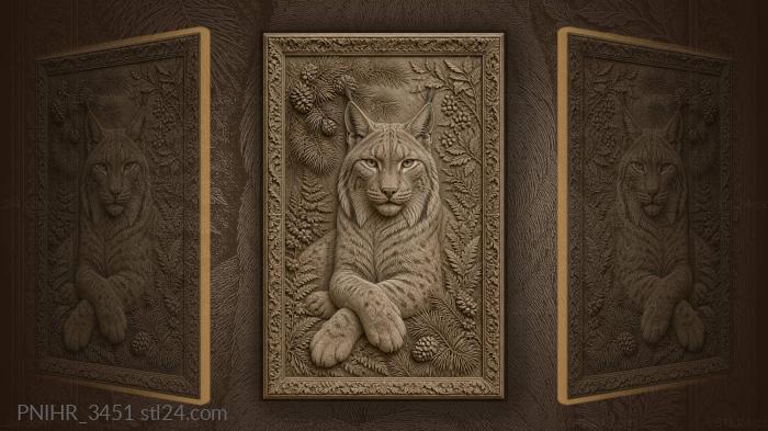 Lynx resting among berries and ferns 3d STL model