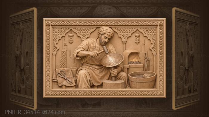 Moroccan coppersmith at glowing forge 3d STL model