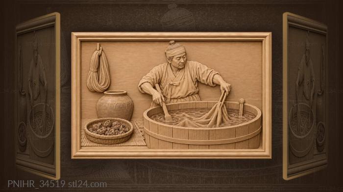 Korean dyer steeping hemp cloth 3d STL model