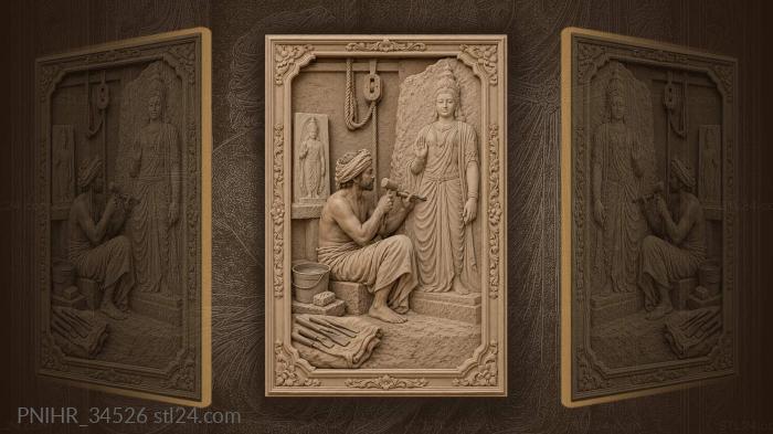 Indian carver working on deity 3d STL model