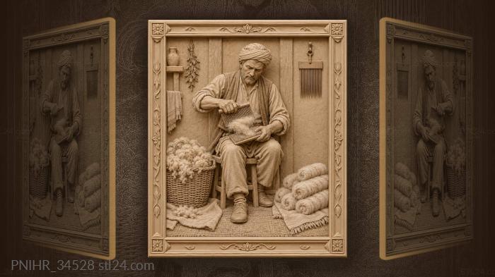 Wool carder preparing fleece for dye 3d STL model