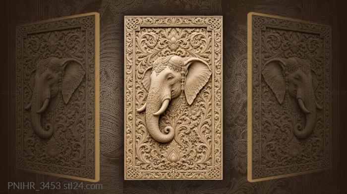 Majestic elephant head floral surround 3d STL model