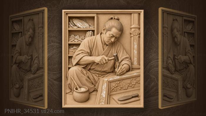 Pearl shell strip set into shrine 3d STL model