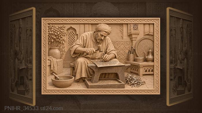 Moroccan craftsman working metal in sunlight 3d STL model