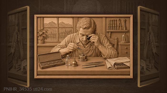 Watchmakers quiet concentration delicate mechanism 3d STL model