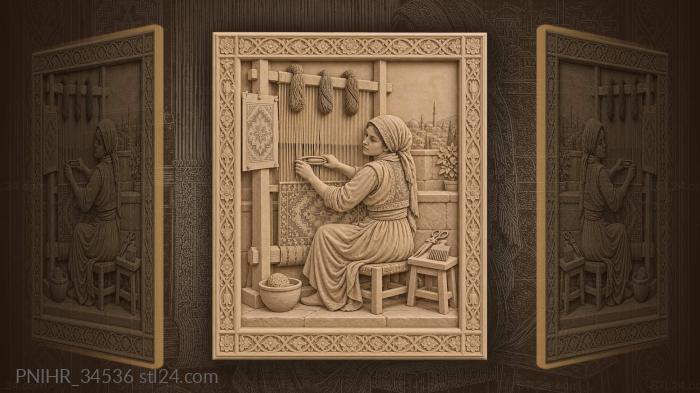 Turkish weaver at ancient loom 3d STL model