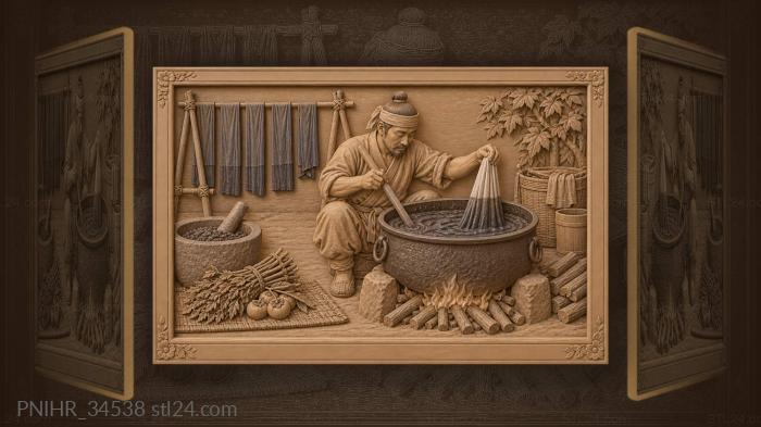 Korean dyer dips hemp into indigo 3d STL model