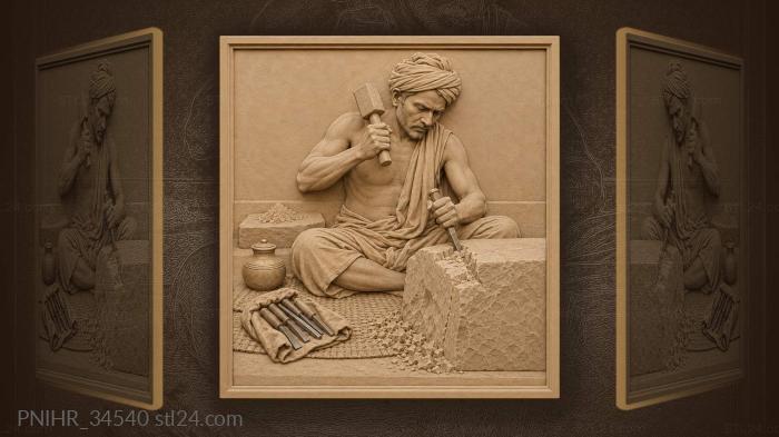 Stonecutter on a mat strikes a deep groove 3d STL model