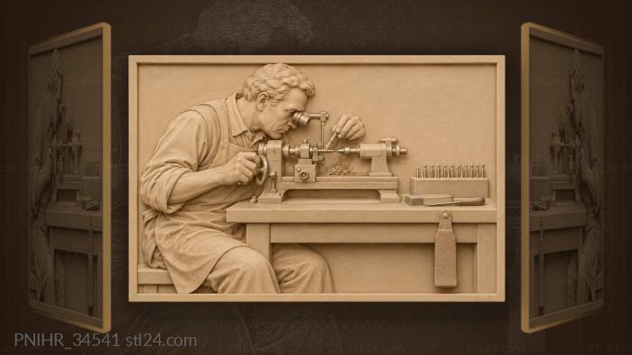 Watchmaker at the turning lathe 3d STL model