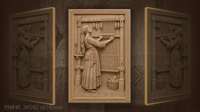 Carpet weaver beats weft with heavy comb 3d STL model