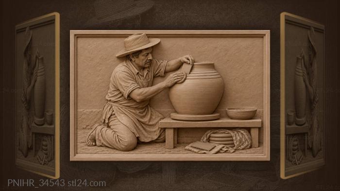 Thick coil pressed onto a large vase 3d STL model