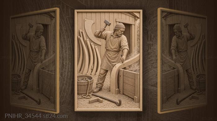 Long nail driven through a steamed frame 3d STL model