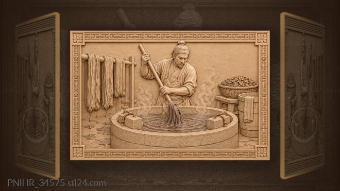 Dyer redips silk in indigo vat 3d STL model