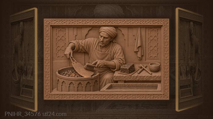 Moroccan craftsman at glowing forge 3d STL model