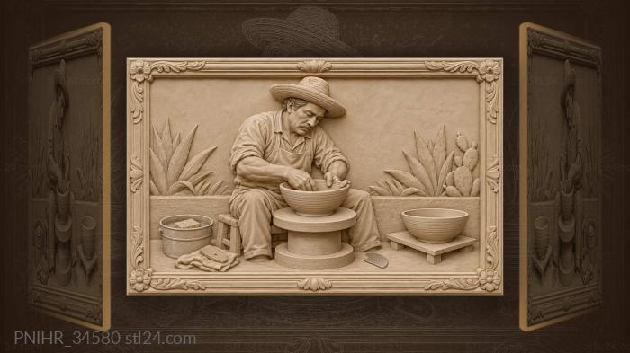 Fist punching the middle of fresh clay 3d STL model