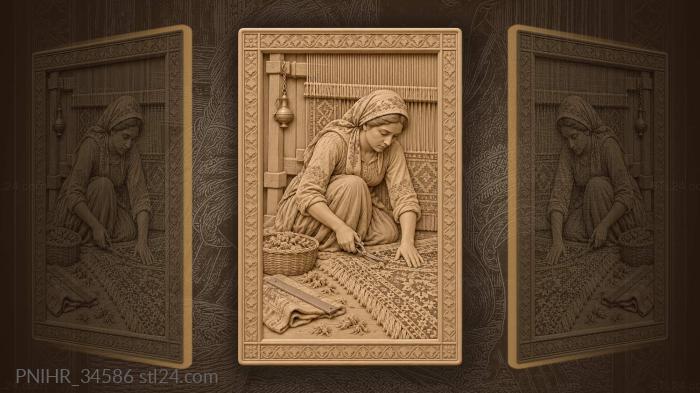 Weaver finishing vibrant carpet detail 3d STL model