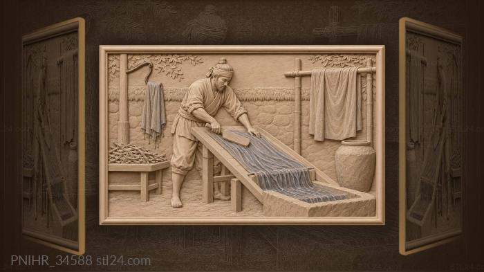 Pressing blue water into clay trough 3d STL model