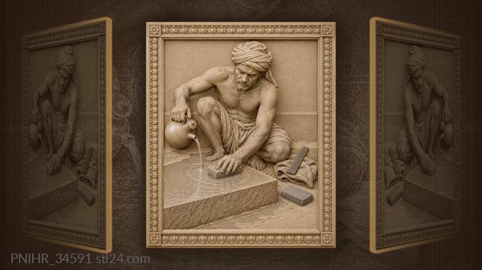 Indian stone polisher temple step 3d STL model