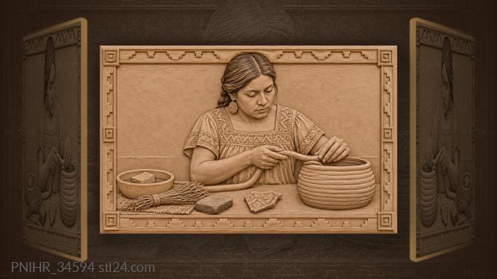 Mexican potter shaping clay coil 3d STL model