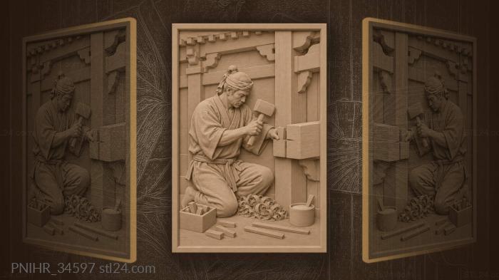 Temple carpenter wedges a split tie beam 3d STL model