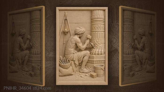Indian artisan crafting lions paw 3d STL model