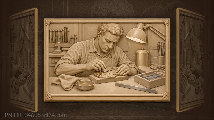 Watchmaker polishing brass movement blank 3d STL model