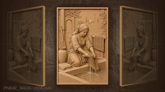 Turkish washerwoman with prayer rug 3d STL model